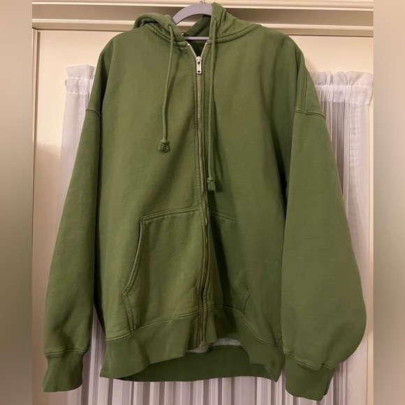 BRANDY MELVILLE John Galt Christy Hoodie Oversized Full-Zip Jacket Matcha Green - Picture 1 of 2